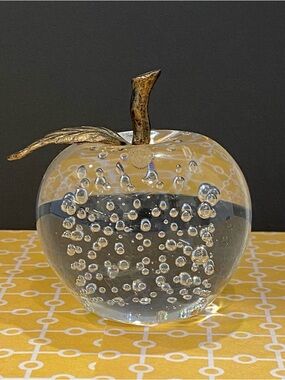 Vintage MCM Controlled Bubble Glass Apple Paperweight